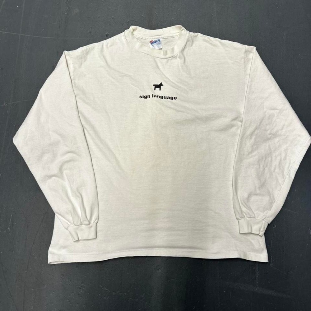 Vintage 90s sign language skateboarding streetwear obscure long sleeve tshirt